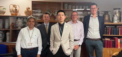 Peiqin with his supervisors and PhD examiners, from left to right: Professor Miraz Rahman, Dr Robert Falconer, Dr Peiqin Jin, Professor Chris Pepper and Dr Simon Mitchell.